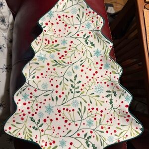 New 2025 Xmas tree holly toss stoneware platter